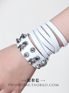 Gothic多层缠绕骷髅朋克铆钉手链
