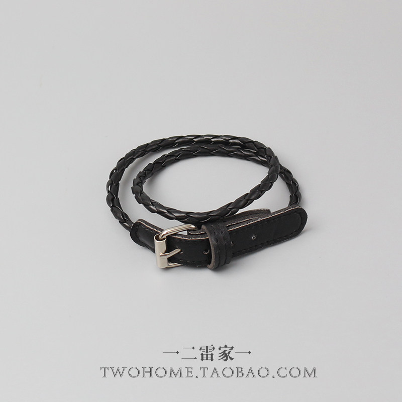 新款朋克简约编织女手链皮带扣腕带手环PU皮革缠绕可调手腕配饰品