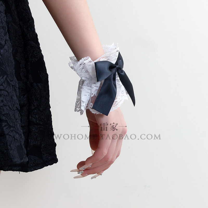洛丽塔Lolita手袖蝴蝶结蕾丝花边手环二次元女仆性感黑白色手腕花,节庆用品/礼品,手腕花,淘宝优惠券,粉丝福利购,淘宝优惠卷