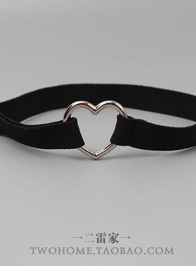 极简黑色布弹力大腿环金属爱心御姐风松紧可调节腿绑带辣酷配饰品