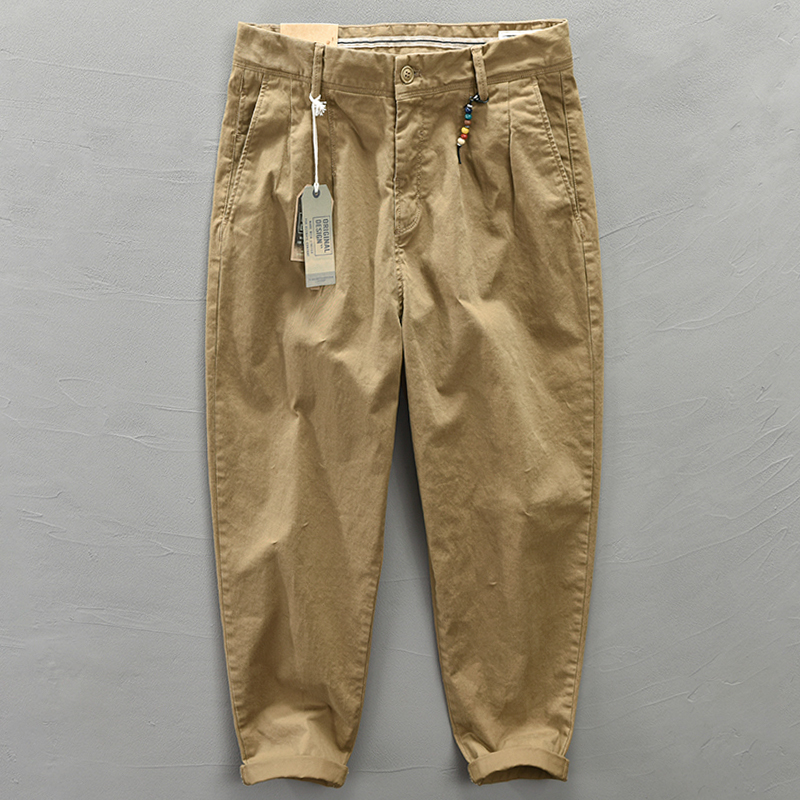 阿美咔叽裤子宽松复古长裤