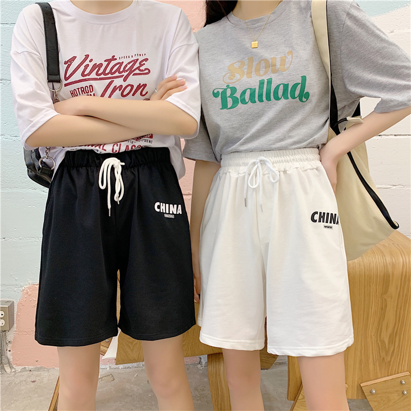 Real shot loose casual slim print wide leg women's shorts