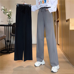 Real photo of retro side stripe casual trousers