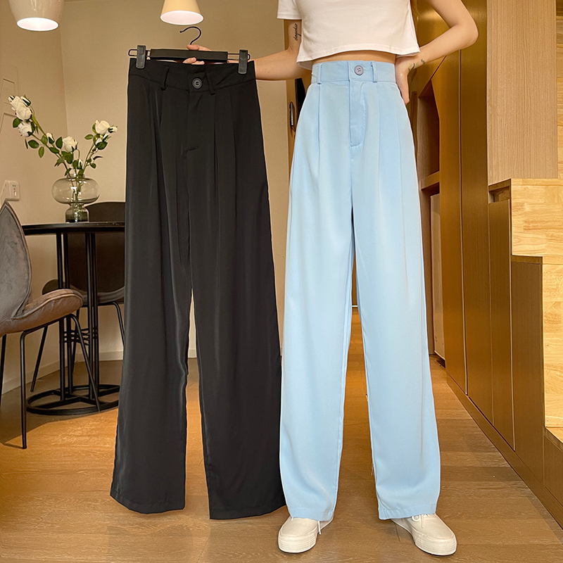 Real shot casual pants women's summer thin new fashion Korean wide leg pants high waist sports pants