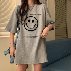 Real shot short sleeve T-shirt women's summer new loose Korean round neck medium length top women's wear