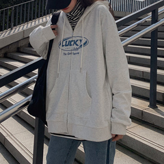 Real shot thin sweater women's loose Korean lazy style BF zipper Hong Kong style top