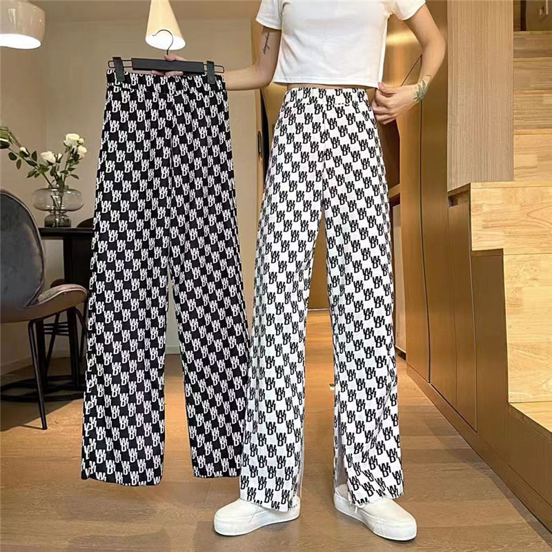 Women's pants Korean version chic pants high waist thin split pants pants loose straight wide leg casual pants