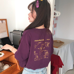 實拍 短袖t恤女寬鬆韓版ins原宿風半袖上衣