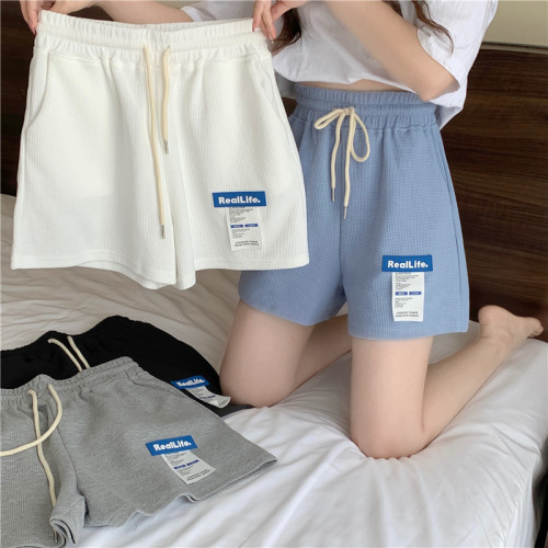 Real shot of waffle casual sports shorts women