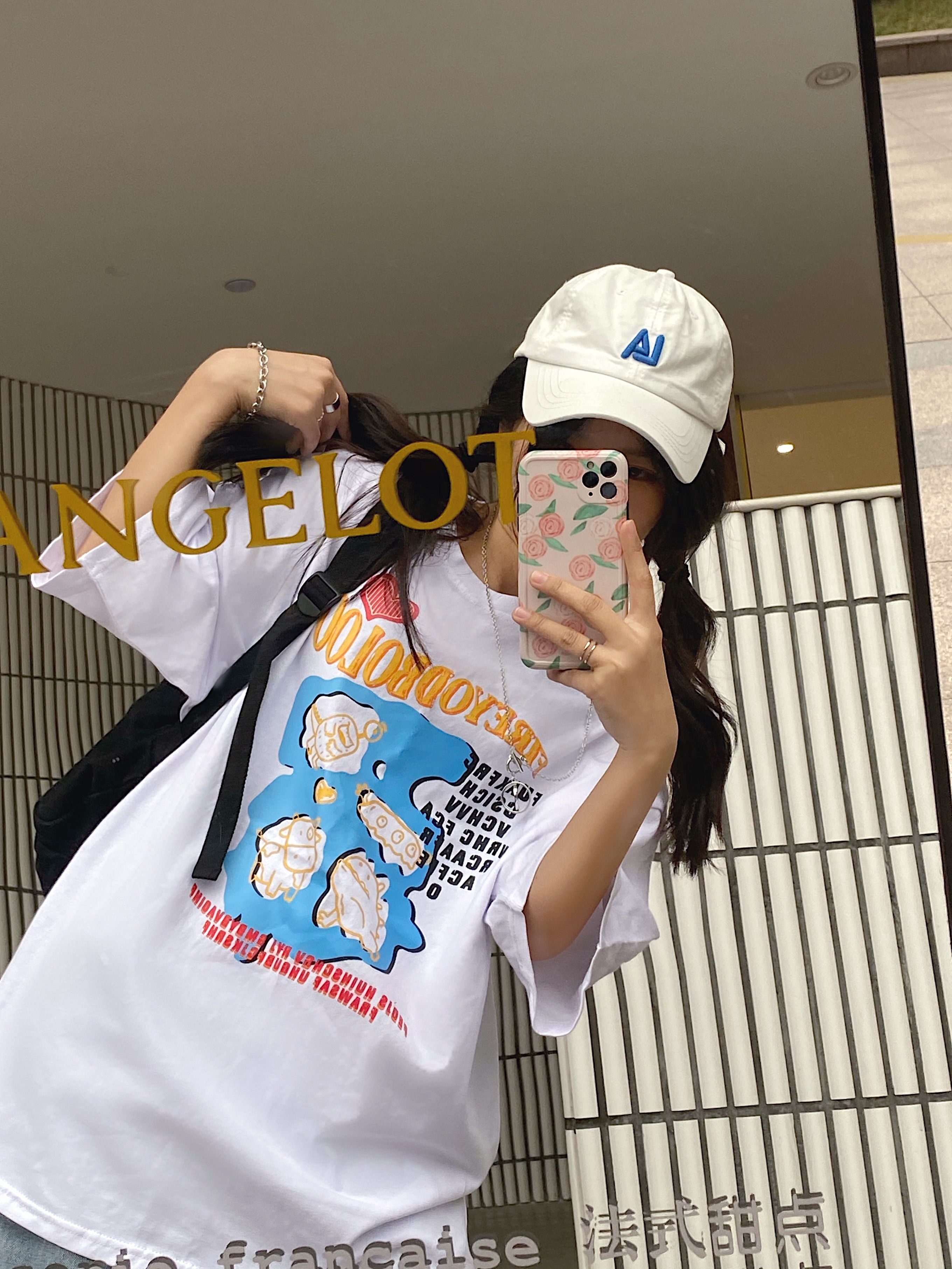 Original real shot short sleeve t-shirt female summer ins tide 2021 new loose Korean student half sleeve chic top