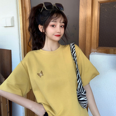 實拍 夏季新款繡花蝴蝶短袖T恤女