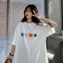 實拍  卡通字母短袖女