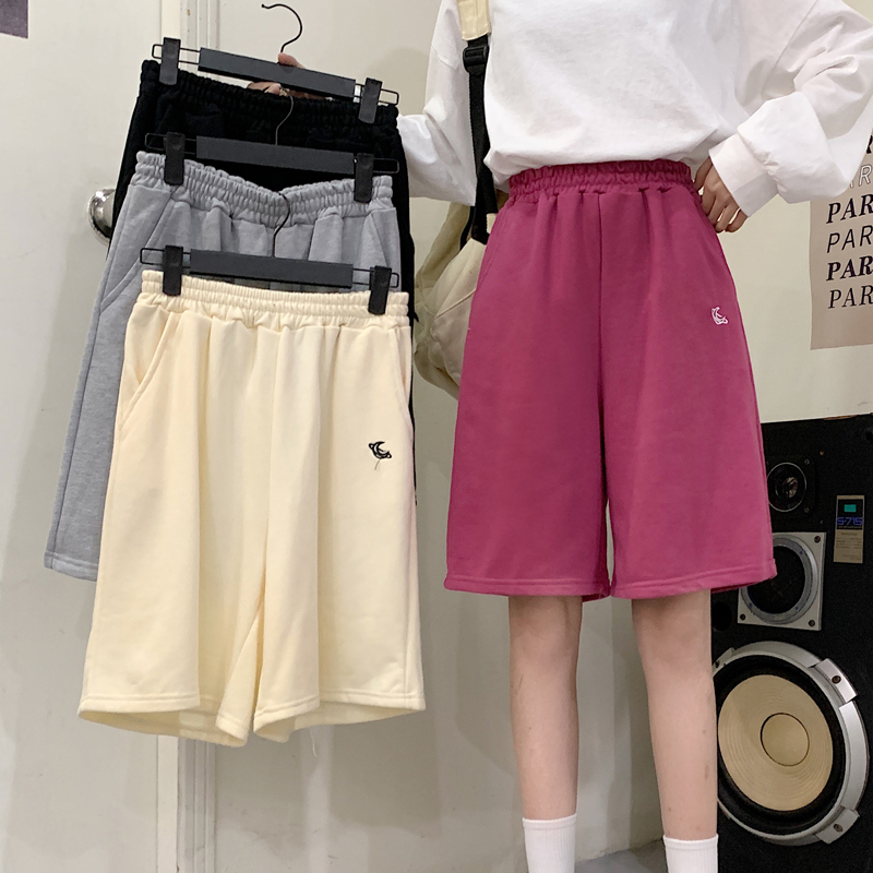 Real shot summer new sports shorts women's high waist Korean loose and thin wide leg versatile casual pants