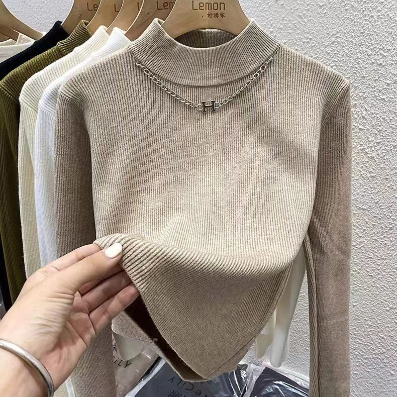 针织衫女半高领打底衫洋气毛衣
