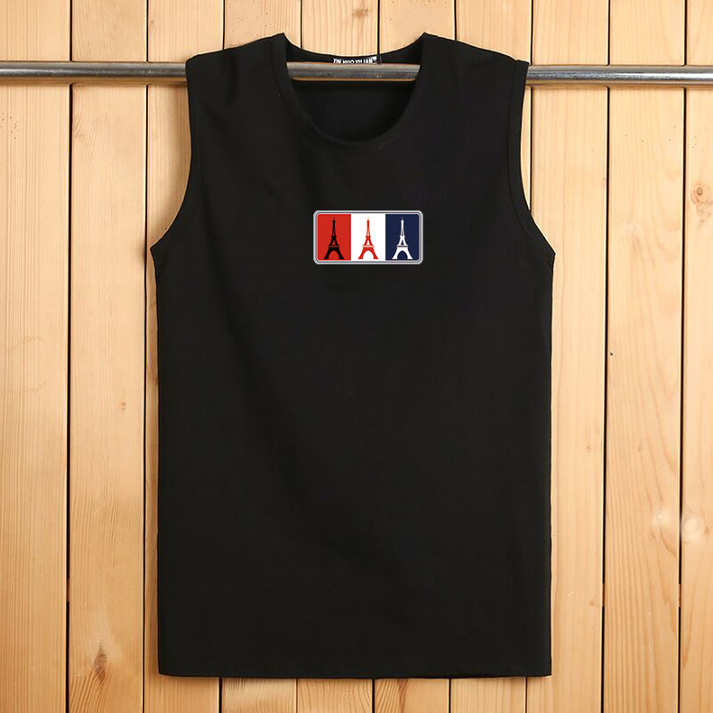 SUMMER FITNESS SPORTS COTTON VEST SLEEVELESS T-SHIRT LOOSE PERSONALITY OUTER WEAR HURDLES WIDE SHOULDER MENS LARGE SIZE WAISTCOAT TIDE