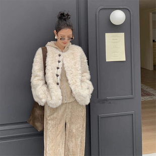 小湖羊皮毛一体皮草外套女2025年冬季爱心韩系环保加厚羊羔毛上衣