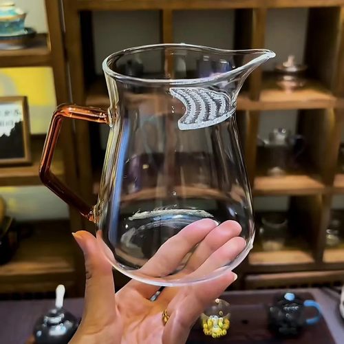 防爆加厚玻璃月牙公道杯茶漏一体大容量透明分茶器耐高温网红杯