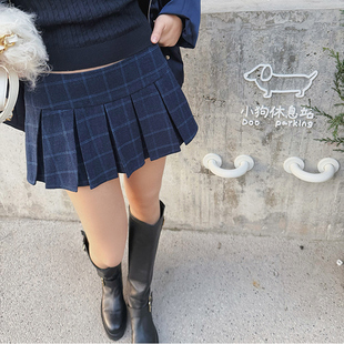 汤元家sd 设计感短款百褶裙女秋冬2025年新款格纹半身裙百搭短裙