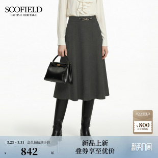 新品 Scofield女装 干练柔美高腰A字半身裙金属马衔扣2026春季