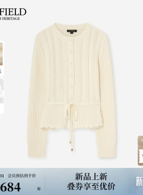 【棉+羊毛】Scofield女淑女风镂空绞花针织衫花边2026春季新品