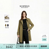 新品 Scofield女装 外套2026春季 口中长款 洒脱干练翻领风衣格纹袖