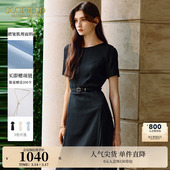 休闲小黑裙连衣裙夏季 短袖 裙子 气质收腰显高长款 Scofield女装