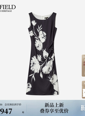 Scofield女装都市浪漫无袖撞色印花连衣裙腰部捏褶2026春夏新品