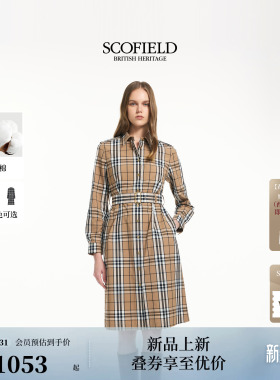 【含棉】Scofield女装英伦洒脱格纹连衣裙挺括翻领2026春季新品