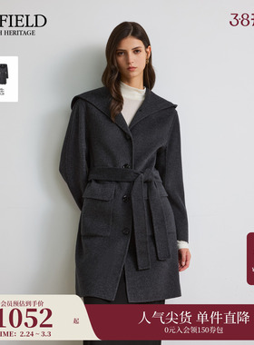 【羊毛+桑蚕丝】Scofield女装松弛连帽双面呢大衣2025秋冬新品