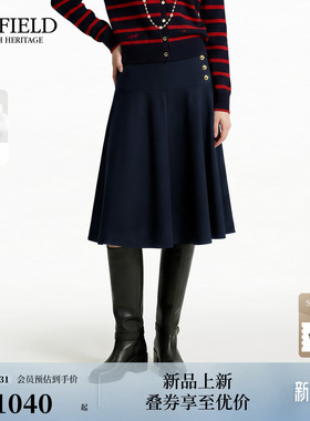 【含棉】Scofield女装优雅通勤高腰A字廓形半身裙2026春季新品