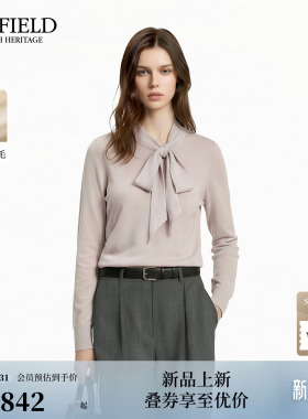 【美丽诺羊毛】Scofield女简洁温柔蝴蝶结系带针织衫2026春季新品