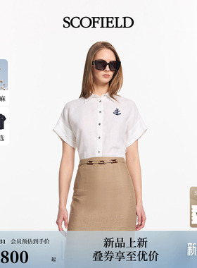 【亚麻100%】Scofield女装短袖衬衫连肩刺绣亚麻衬衫2026春夏新品
