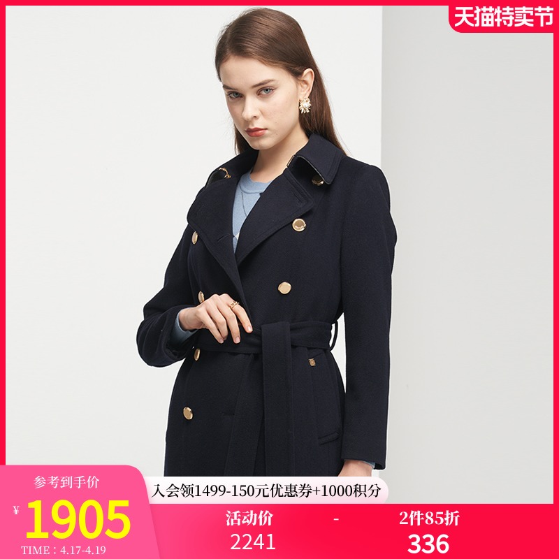 SCOFIELD女装2020年冬季新款英伦双排扣羊绒羊毛呢大衣SFJWA8T01L