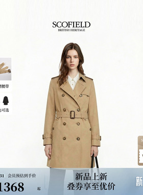 【匹马棉】Scofield女利落英伦双排扣风衣格纹细节2026春季新品