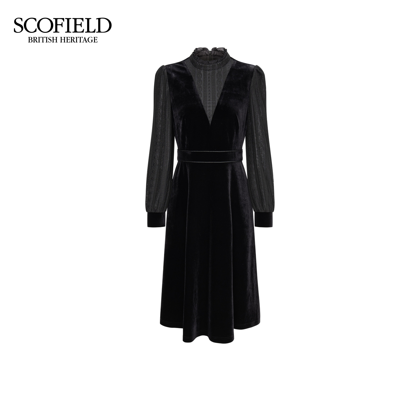 Scofield女装法式木耳边连衣裙