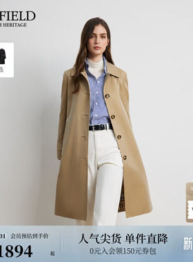 【含棉】Scofield女装简雅单排扣风衣外套格纹里布