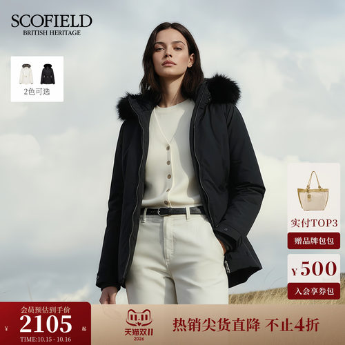 Scofield女装可拆卸毛领羽绒服