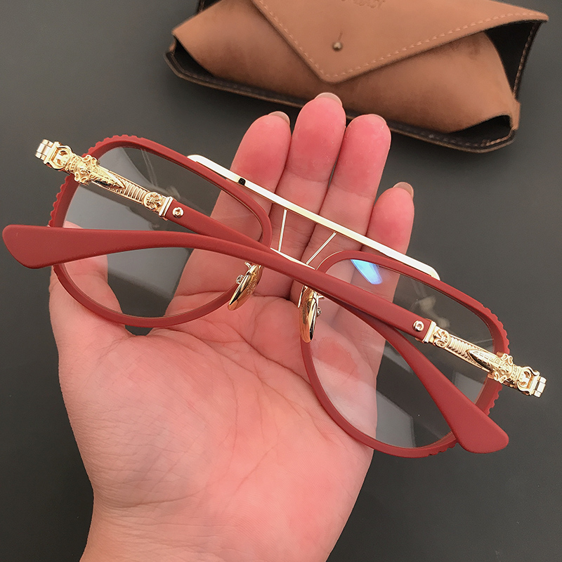 简丹百搭双梁红色显瘦近视眼镜框