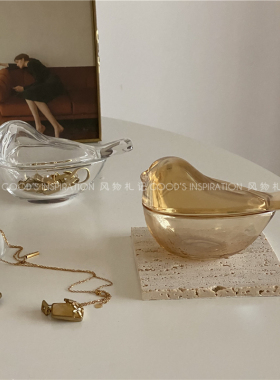 ins小鸟风物复古琥珀色戒指项链