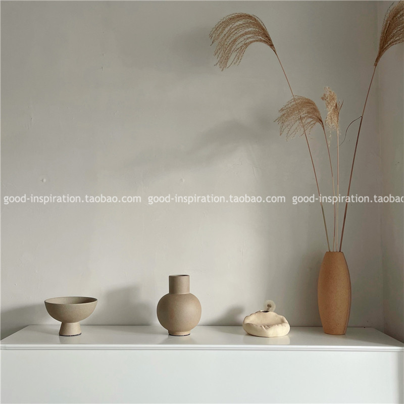 거친 도자기 곡물 꽃병 장식품 그릇 단순 와비 사비 예술 일반 세라믹 가정 장식 꽃꽂이 복고풍