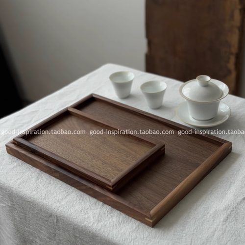 北美黑胡桃木实木长方形咖啡托盘