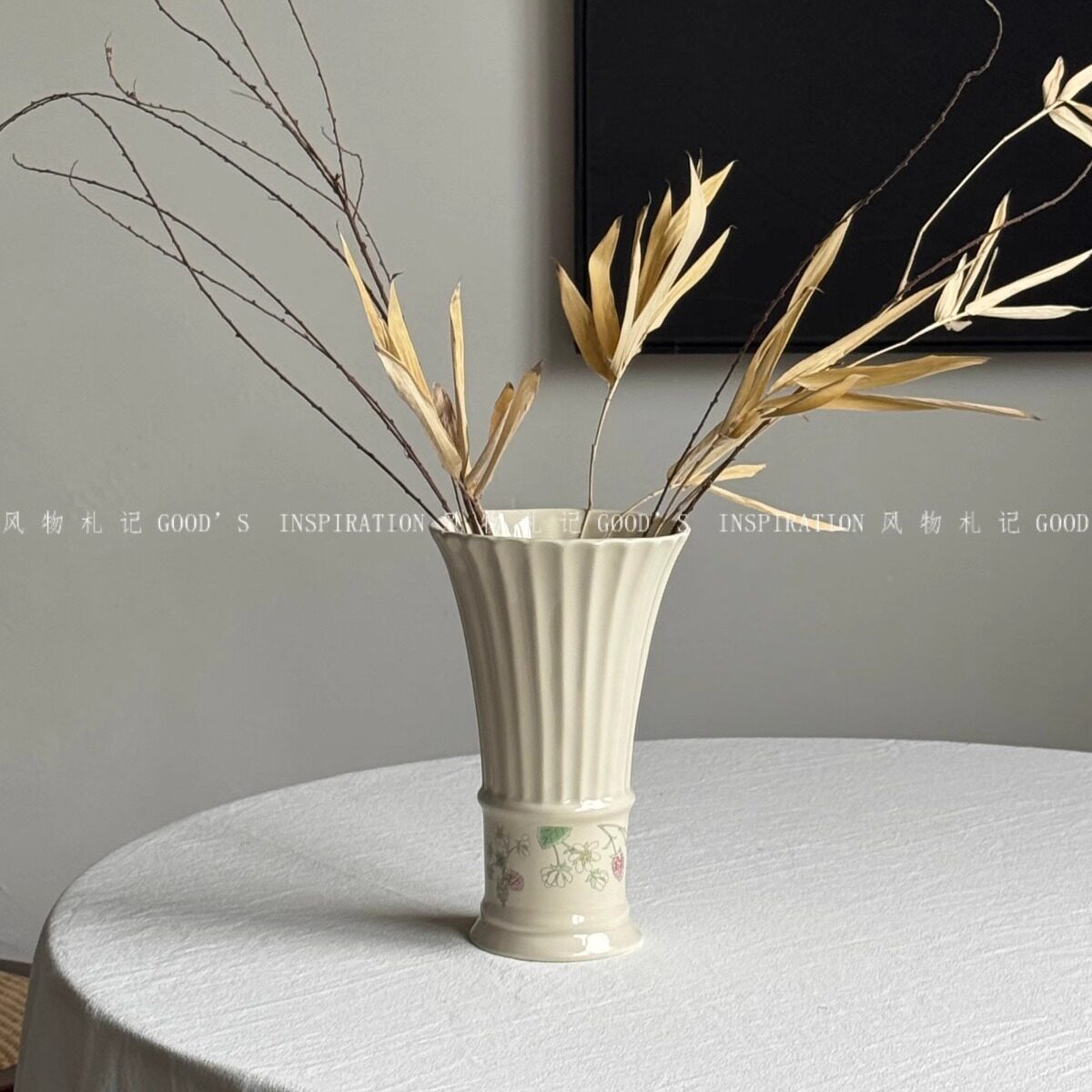 古典喇叭直筒陶瓷花瓶法式复古宫廷风居家民宿精致文艺摆件欧式 0