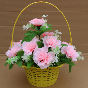 清明节花康乃馨花篮上坟绢花扫墓花祭祀祭祖塑料花陵园碑前摆放花