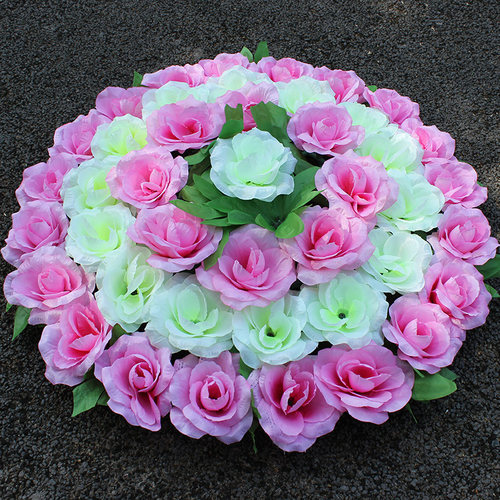 仿真玫瑰花圈60厘米上坟扫墓祭祀