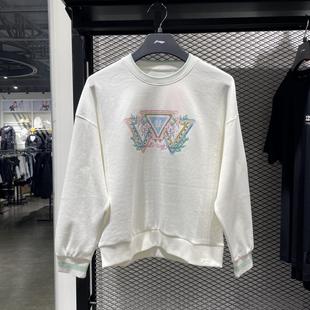 李宁卫衣女士秋季 透气宽松休闲套头无帽卫衣AWDT374 运动潮流时尚