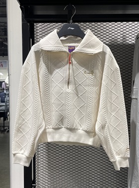 李宁卫衣女子春季日进斗金新年红色宽松翻领运动服套头衫AWDU048