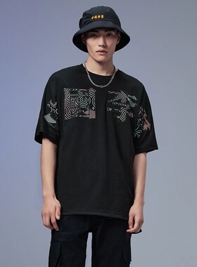 中国李宁T恤男女款潮流音乐节宽松短袖文化衫国潮情侣上衣AHSS100