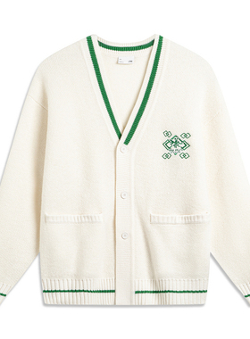 李宁男外套秋冬运动毛衣时尚潮流休闲百搭宽松舒适编织衫AMBT245