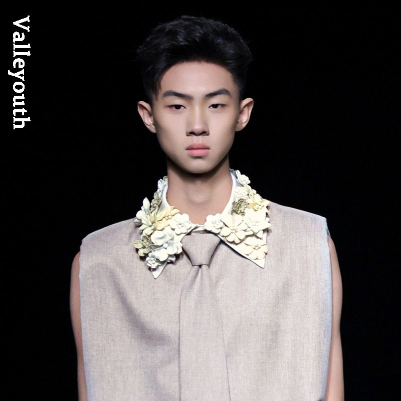 落花  复古立体亚克力花朵潮流个性尖领假领子 山谷少年原创男装