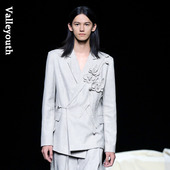 斜襟西装 莳兰 立体手工兰花复古潮时髦新中式 山谷少年原创设计
